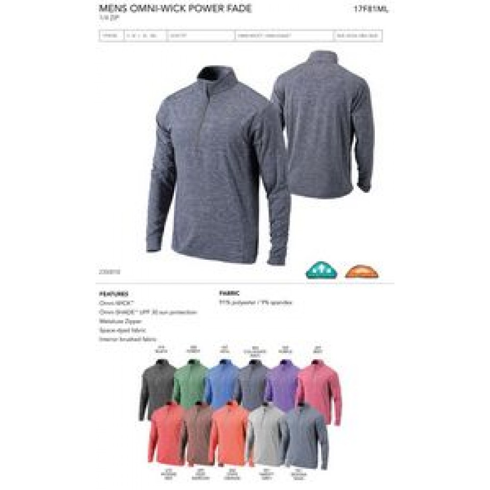 Columbia Men's Omni-Wick Power Fade Heather 1/4 Jacket-Blank - Blank Custom Embroidered Columbia Men's Omni-Wick Power Fade Heather 1/4 Jacket-Blank - Blank Custom Embroidered