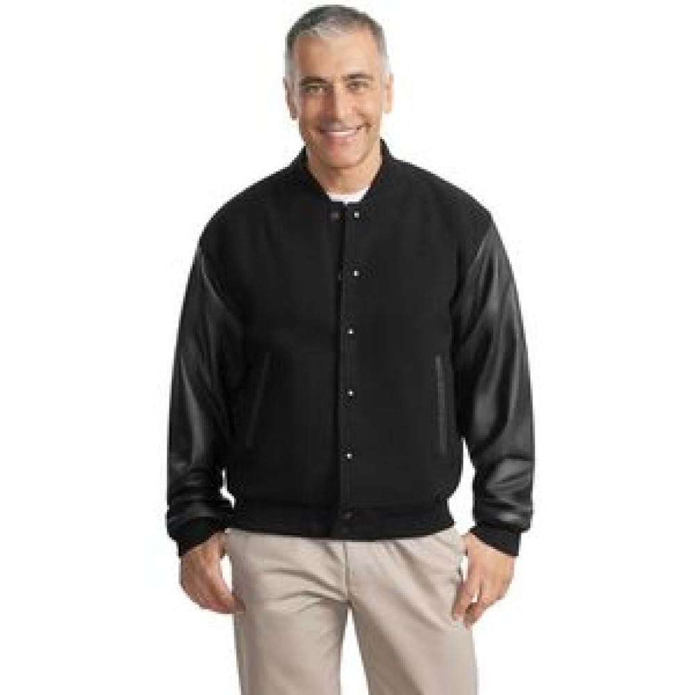 Logo Imprinted Port Authority Wool & Leather Letterman Jacket Logo Imprinted Port Authority Wool & Leather Letterman Jacket