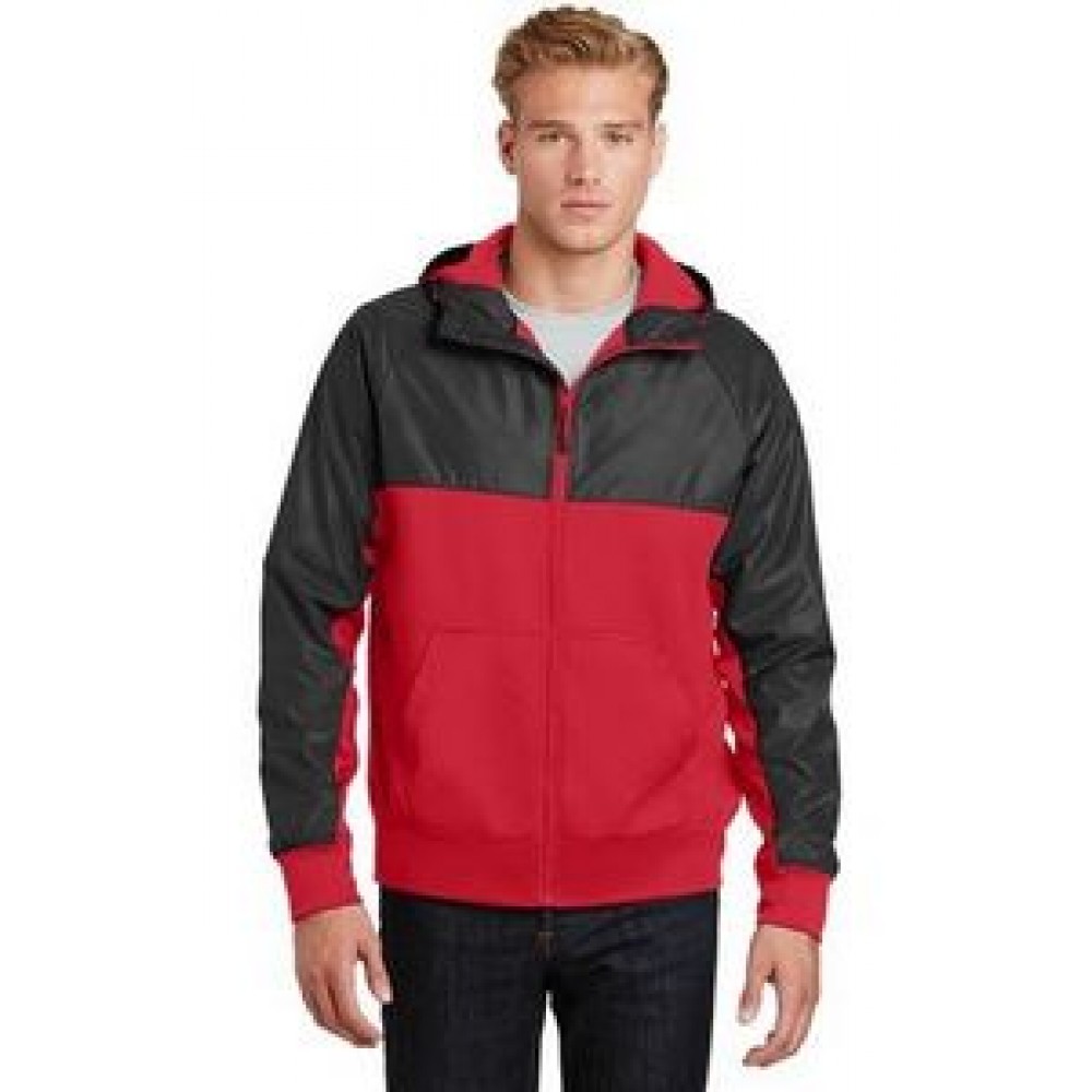Logo Imprinted Men's Sport-Tek® Embossed Hybrid Full-Zip Hooded Jacket Logo Imprinted Men's Sport-Tek® Embossed Hybrid Full-Zip Hooded Jacket