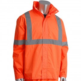 Reflective Hi Vis Class 3 Waterproof Safety Rain Coat Logo Imprinted