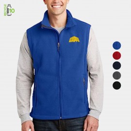 Logo Imprinted REPREVE - Men's Recycled Sleeveless Full Zip Fleece Vest w/ Pocket & Wrinkle Resistance