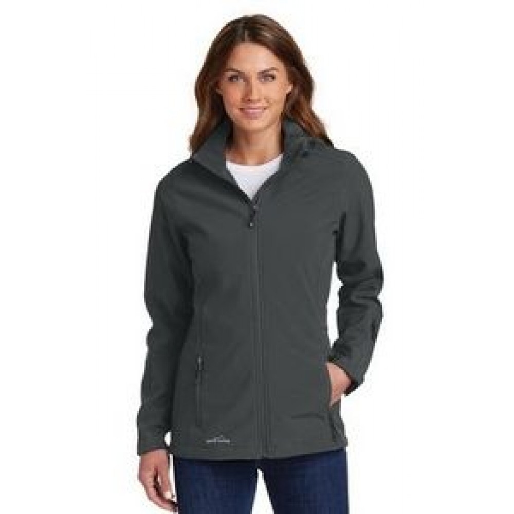 Eddie Bauer Ladies' Hooded Soft Shell Parka Jacket Logo Imprinted Eddie Bauer Ladies' Hooded Soft Shell Parka Jacket Logo Imprinted