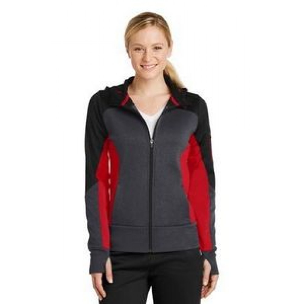 Custom Printed Sport-Tek Ladies' Tech Fleece Colorblock Full-Zip Hooded Jacket Custom Printed Sport-Tek Ladies' Tech Fleece Colorblock Full-Zip Hooded Jacket