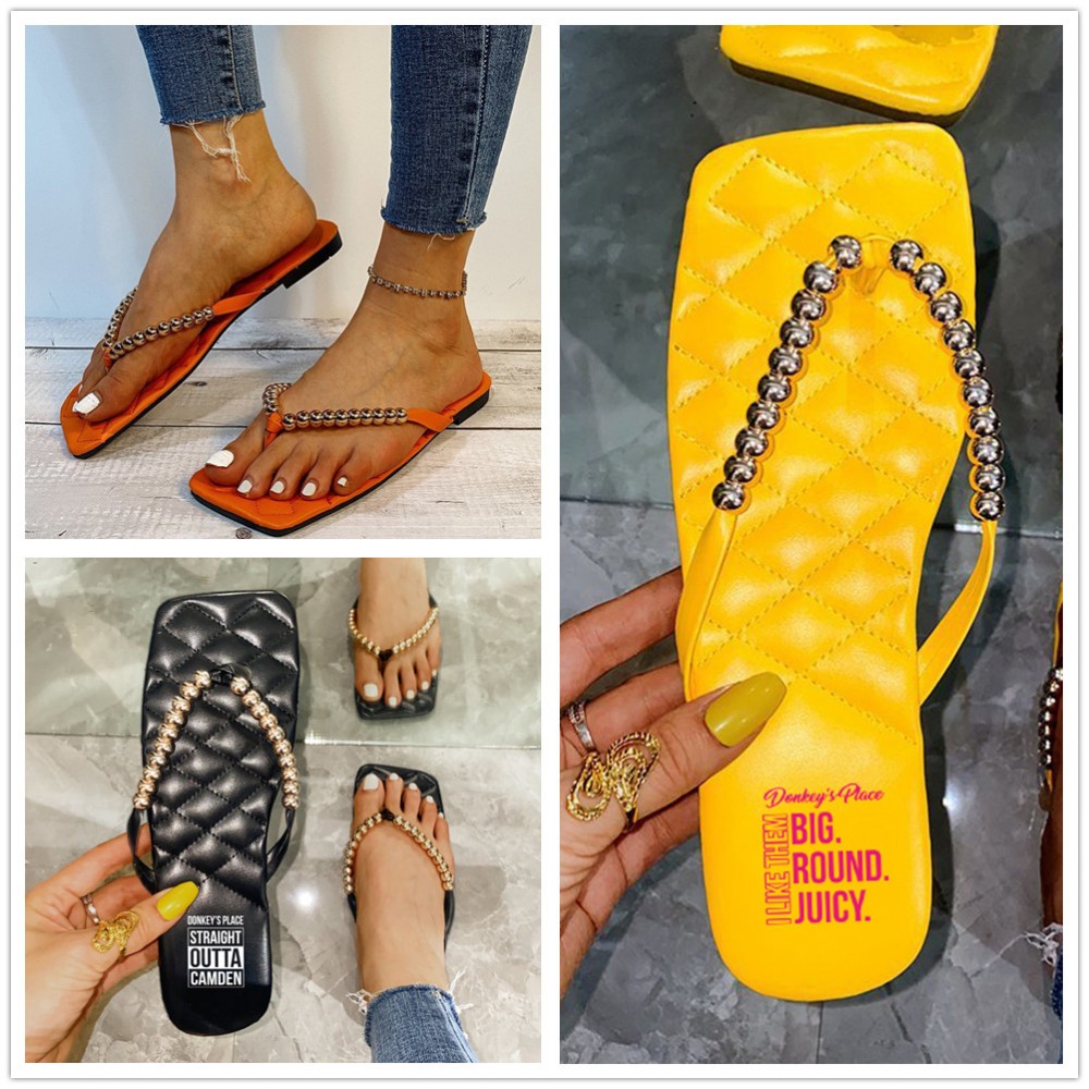 Branded Women Summer Flip Flops With Beaded Sandals Branded Women Summer Flip Flops With Beaded Sandals