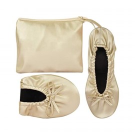 Women's Foldable Ballerina Roll up Shoes w/Pouch Logo Printed  Women