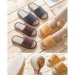 Branded Home Cotton and Linen Open-Toe Slipper