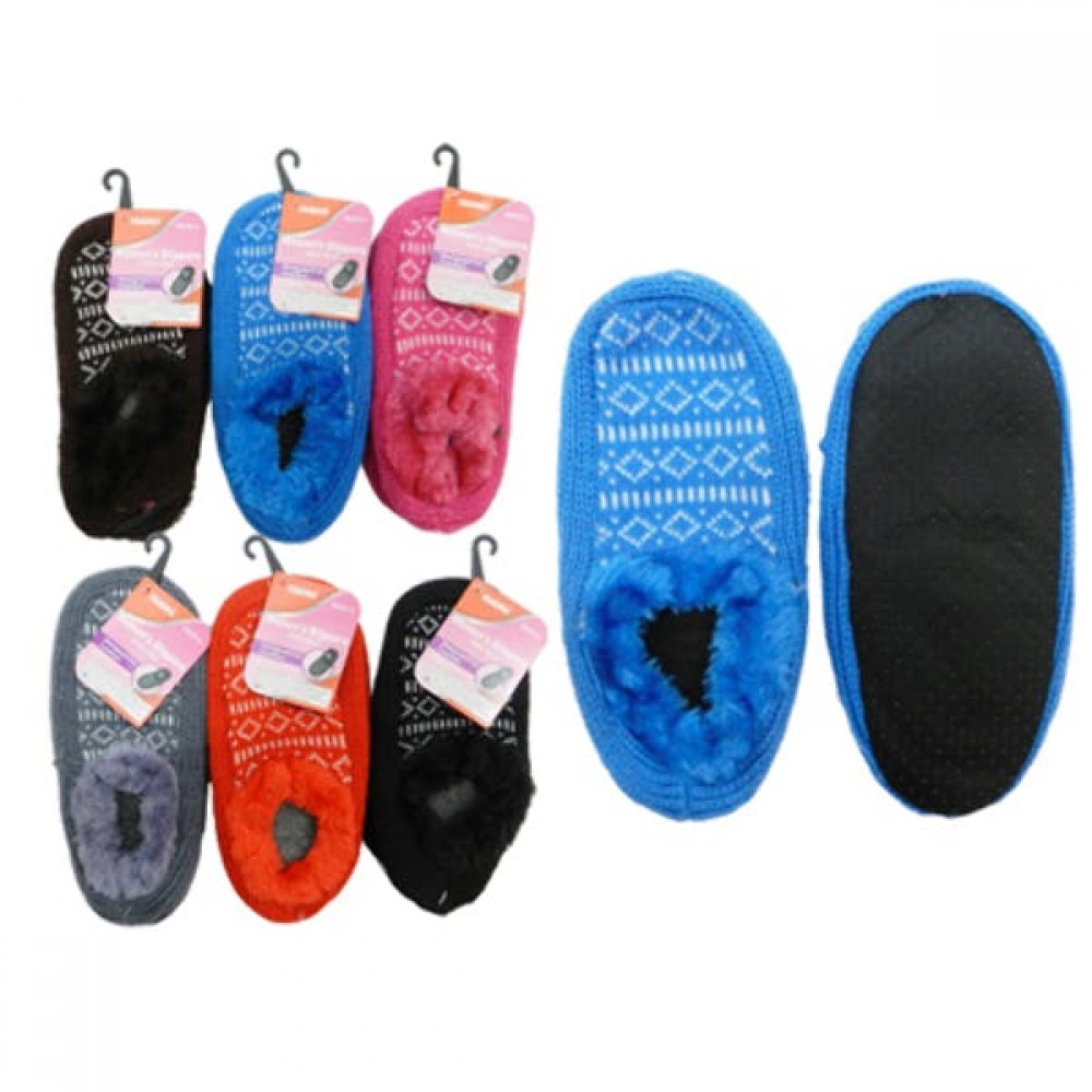 Logo Printed Knit House Slippers with Anti-Skid Bottom Logo Printed Knit House Slippers with Anti-Skid Bottom