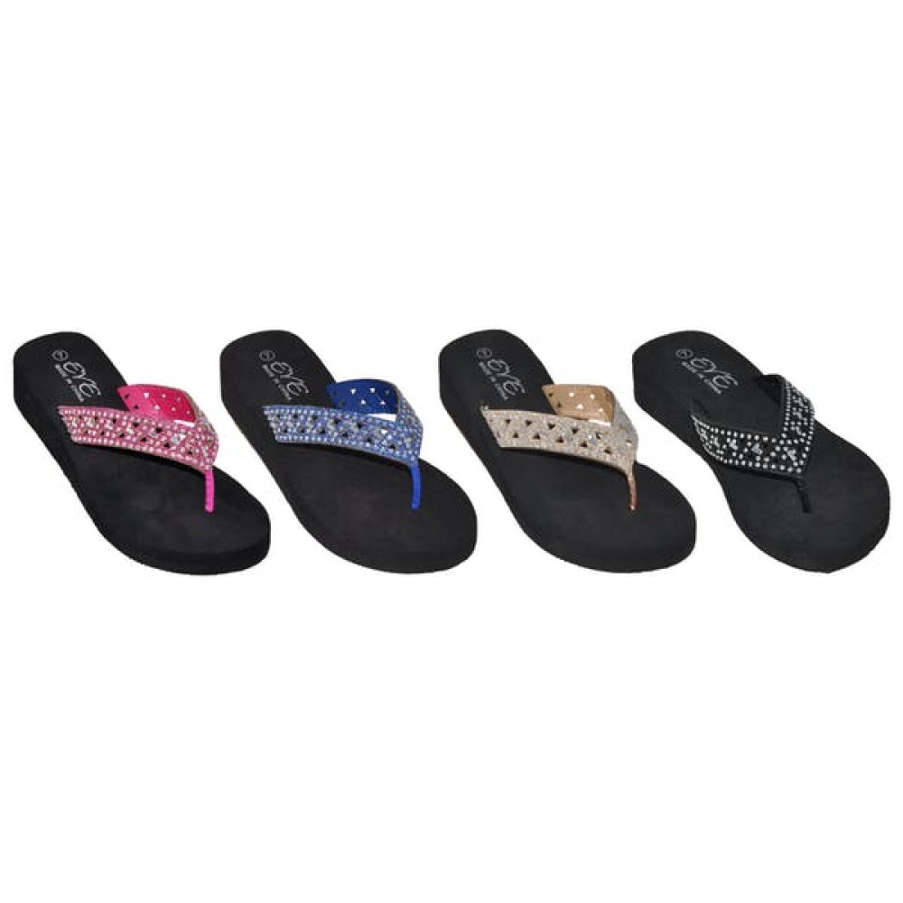 Branded Ladies EVA Sandals With Rhinestone Trim