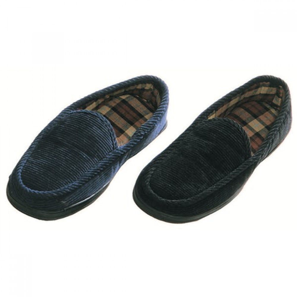 Logo Printed Men's Aline Corduroy Slippers