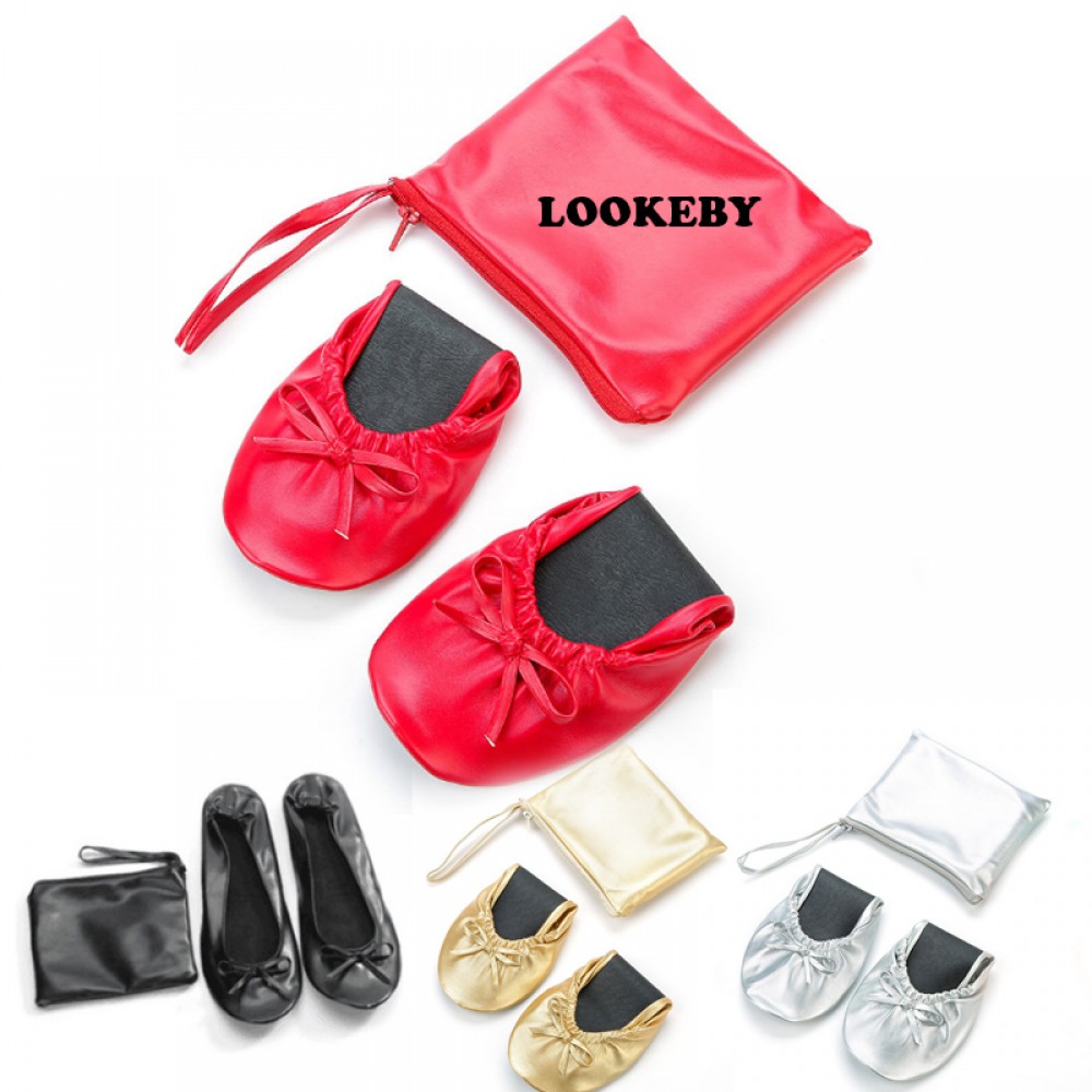 Foldable Ballet Dance Shoes Logo Printed Foldable Ballet Dance Shoes Logo Printed