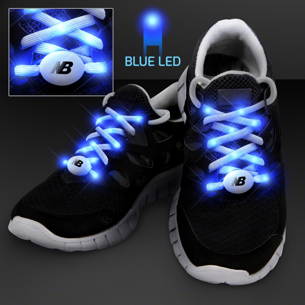Custom Imprinted Blue LED Shoelaces for Night Fun Runs - PRINTED