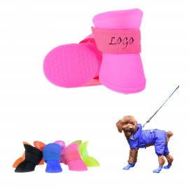 Logo Printed Pet Silicone Waterproof Rain Boots