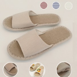 Branded Cotton and Linen Casual Open-Toe Home Slipper