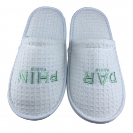 Waffle Pattern Non-Slip Hotel Slipper Custom Imprinted