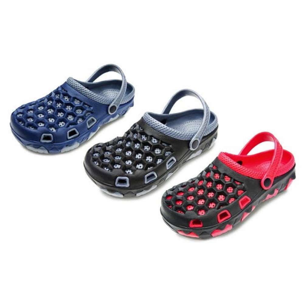 Branded Men's Two Tone Garden Clogs with Adjustable Straps Branded Men's Two Tone Garden Clogs with Adjustable Straps