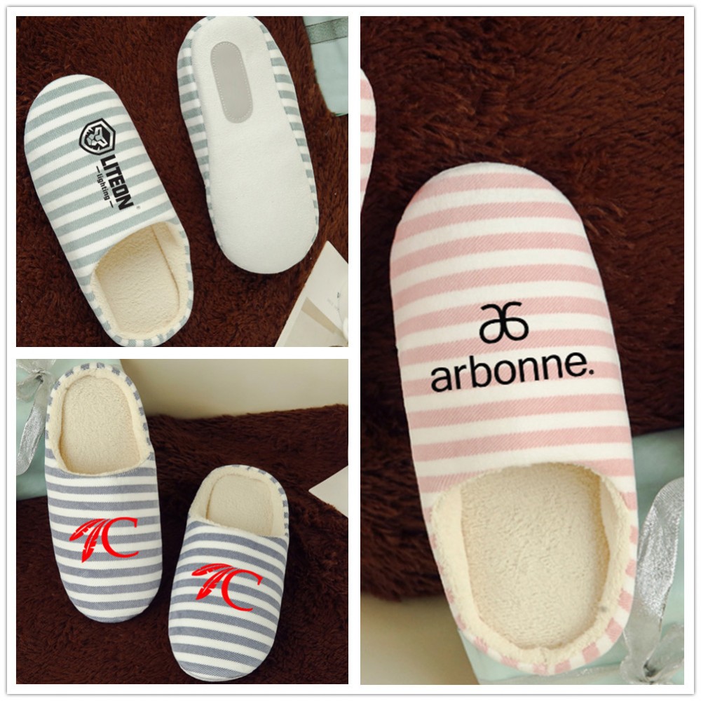 Warm Striped Silent Indoor Cotton Slipper Custom Imprinted Warm Striped Silent Indoor Cotton Slipper Custom Imprinted