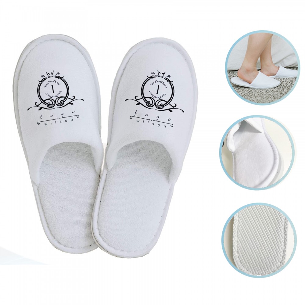 Custom Imprinted Cotton Velvet Non-Slip Travel Slippers Custom Imprinted Cotton Velvet Non-Slip Travel Slippers