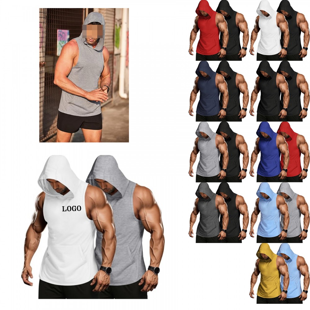 Custom Embroidered Workout Hoodie Muscle Fitting Sleeveless Shirt