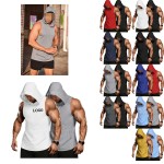 Custom Embroidered Workout Hoodie Muscle Fitting Sleeveless Shirt