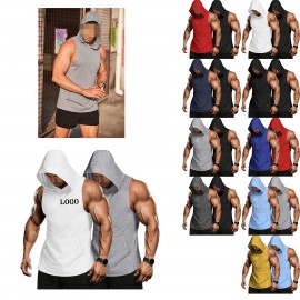 Custom Embroidered Workout Hoodie Muscle Fitting Sleeveless Shirt