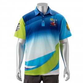 100% Cotton Full Color Pigmented Digital Print Men's Polo - 5.3 oz Logo Imprinted