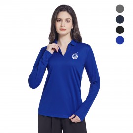 Custom Printed Ladies Long Sleeve Sport Polo  Custom Printed Ladies Long Sleeve Sport Polo