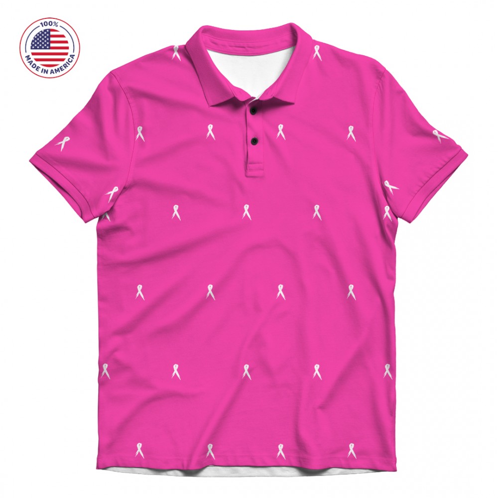 Custom Printed Breast Cancer Awareness Polo Shirt, Made in USA, Dye Sub