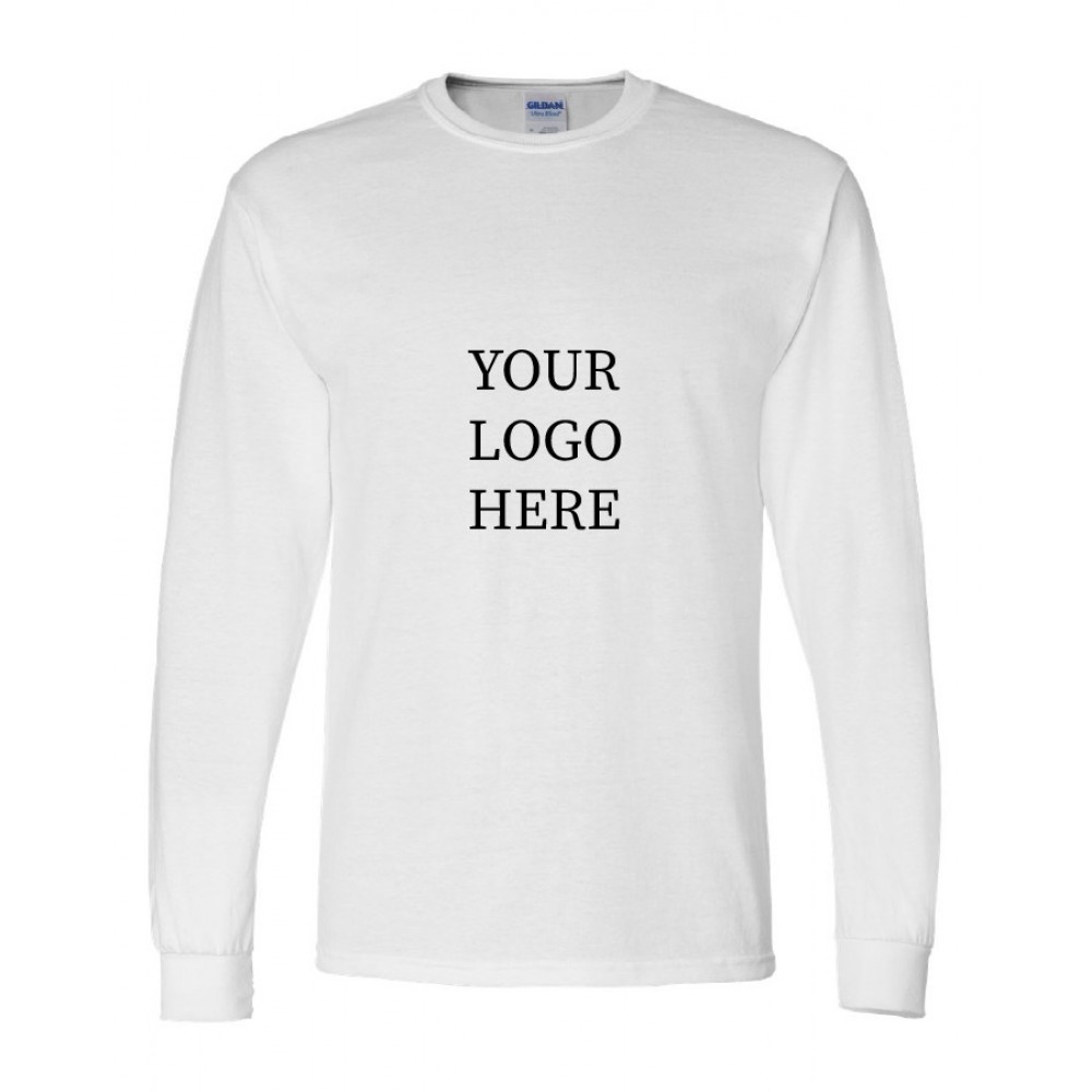 Logo Imprinted Gildan DryBlend 50/50 Long Sleeve White T-Shirt