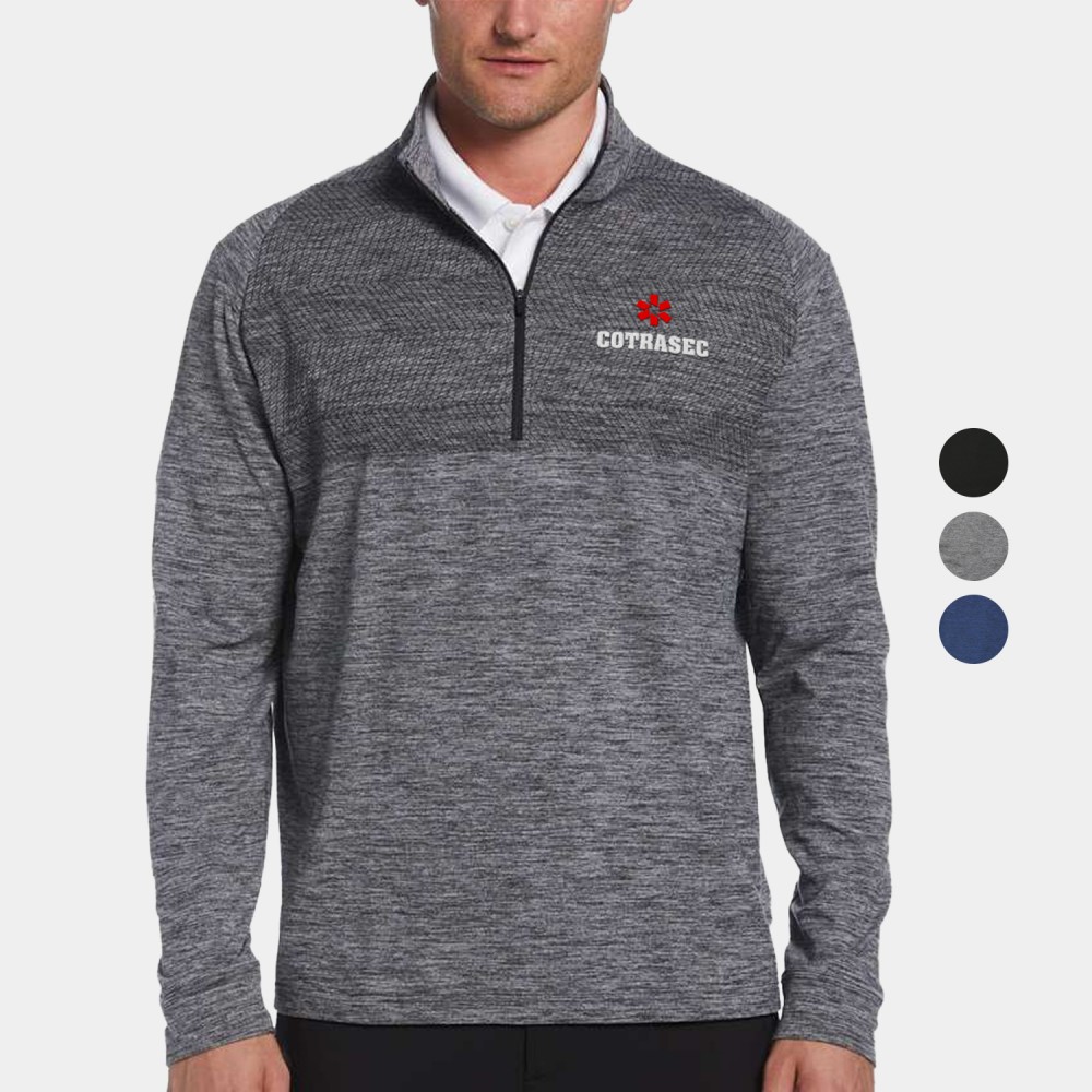 Custom Embroidered PERRY ELLIS Water Repellent UPF 50+ Men's Quarter Zipper Pullover with Custom Logo Custom Embroidered PERRY ELLIS Water Repellent UPF 50+ Men's Quarter Zipper Pullover with Custom Logo