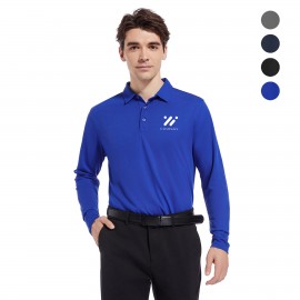 Logo Imprinted Men's Long Sleeve Sport Polo  Logo Imprinted Men