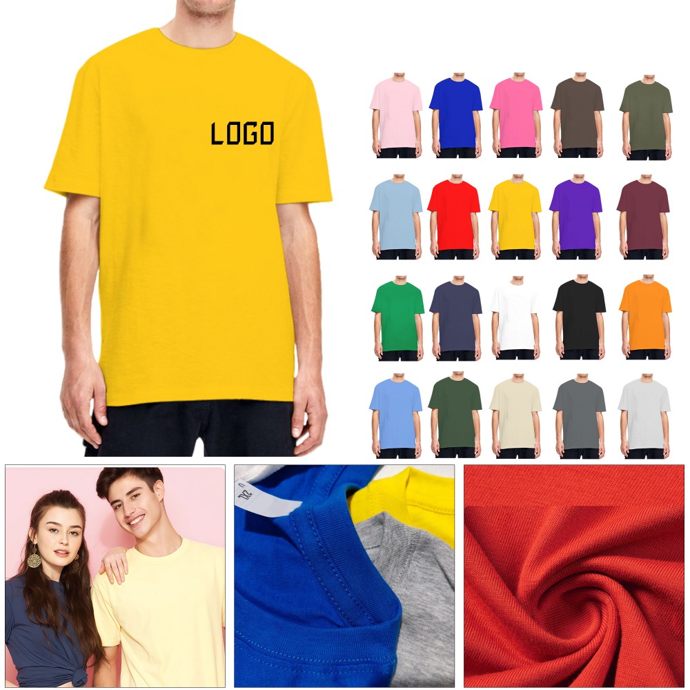 Custom Embroidered Unisex 160GSM Short Sleeve Cotton T-Shirt Custom Embroidered Unisex 160GSM Short Sleeve Cotton T-Shirt