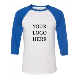 BELLA + CANVAS Three-Quarter Sleeve Baseball Tee Custom Embroidered