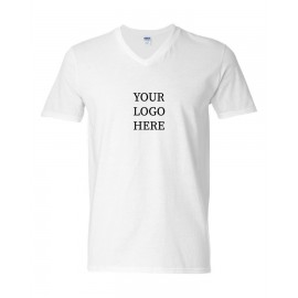 Custom Embroidered Gildan Softstyle V-Neck White T-Shirt