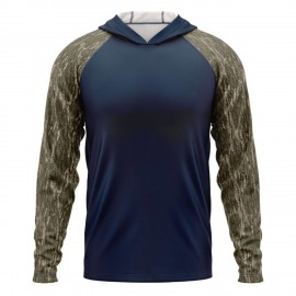 Custom Embroidered Mossy Oak Men's 100% RPET Polyester Performance Hooded Raglan T-Shirt