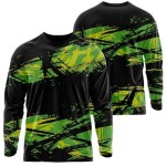 75D Milk Silk Fluorescent Digital Print Men's Long Sleeve T-Shirt - 5.3 oz Custom Embroidered