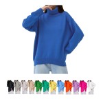 Solid Color Turtleneck Sweater Logo Printed
