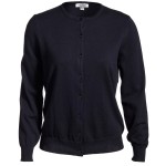 Logo Printed Edwards Ladies' Jewel-Neck Cotton Cardigan Sweater