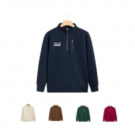 Half Zip Stand up Collar Hoodie Custom Embroidered