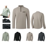 Men's Quarter Zip Long Sleeve Athletic Pullover Shirt Logo Printed