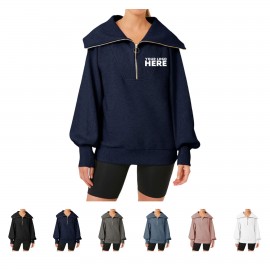 Women Casual Half Zip Sweatshirt Custom Embroidered