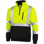 Custom Imprinted Premium Hi Viz Class 3 Color Block Safety Quarter Zip With Kangaroo Pocket