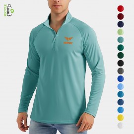 Custom Embroidered REPREVE - Men's Quarter Zipper rPET Polyester Raglan Sleeve