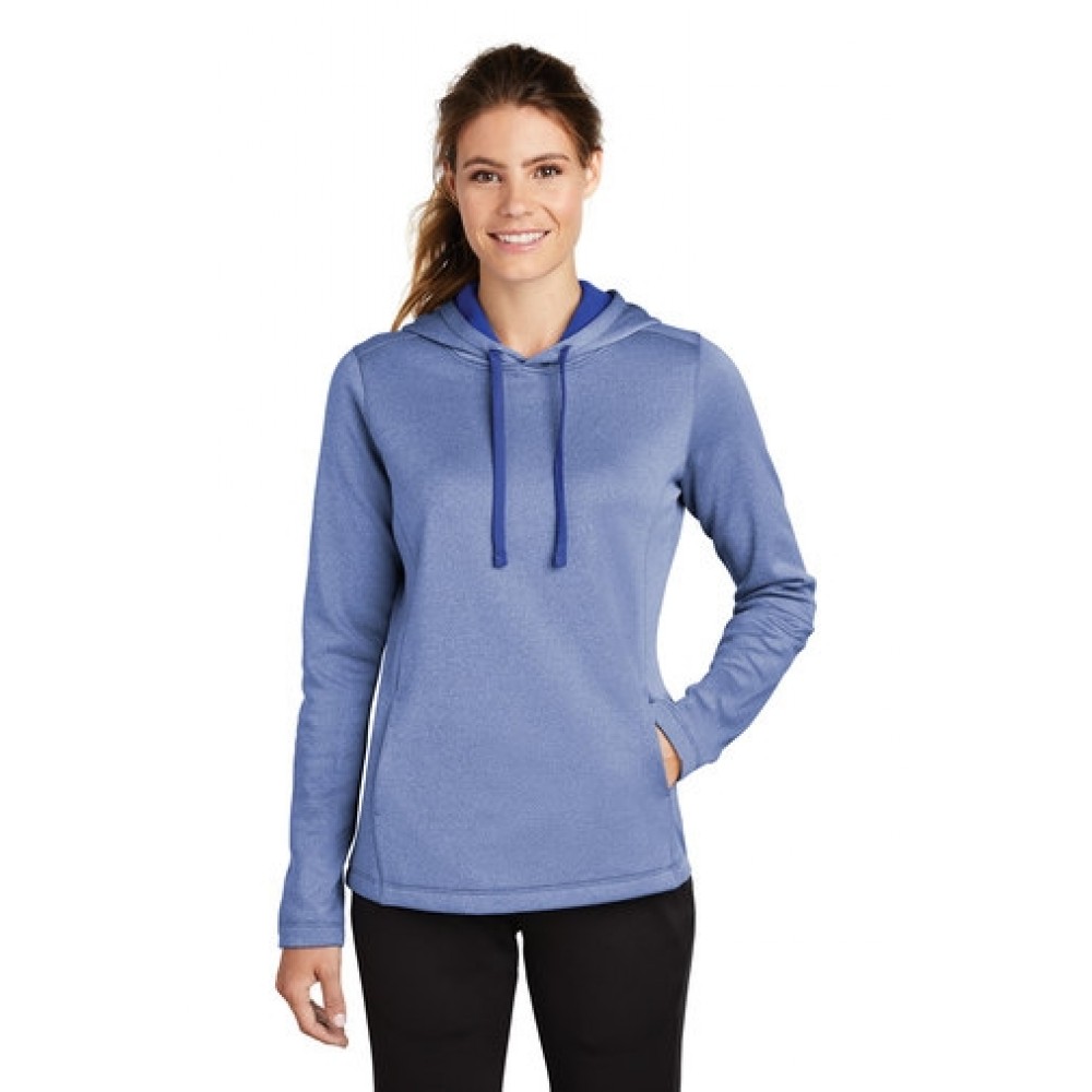 Custom Embroidered Sport-Tek Ladies' PosiCharge Sport-Wick Heather Fleece Hooded Pullover Custom Embroidered Sport-Tek Ladies' PosiCharge Sport-Wick Heather Fleece Hooded Pullover