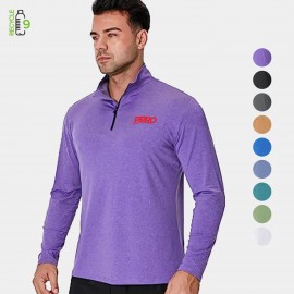 REPREVE - Men's Quarter Zipper rPET Performance Long Sleeve Logo Printed
