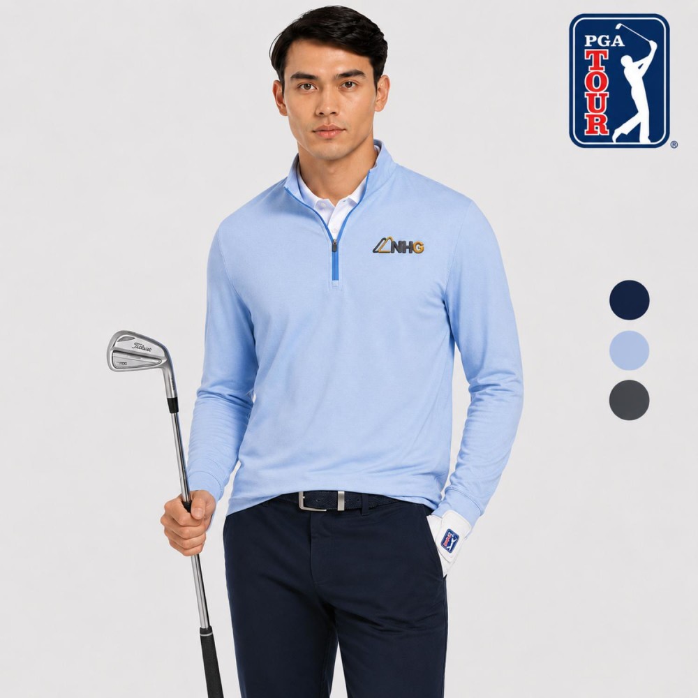 PGA TOUR Men's SunShield Performance 1/4 Zip with Custom Logo Logo Printed