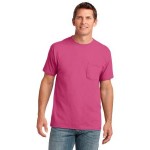 Logo Printed Port & Company 5.4 Oz. 100% Cotton Pocket Tee Shirt