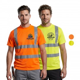 Custom Imprinted Hi Viz Class 2 Odor Reducing Reflective Tape Safety Workwear T-Shirt