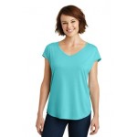 Logo Printed District Ladies' Drapey Cross-Back Tee Shirt