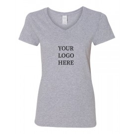 Gildan Heavy Cotton Women's V-Neck T-Shirt Logo Printed