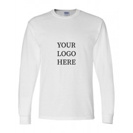 Gildan DryBlend 50/50 Long Sleeve White T-Shirt Branded